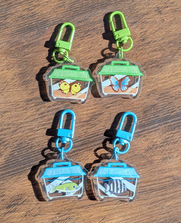 Allpoipap Porte-clé Insectes et Poissons